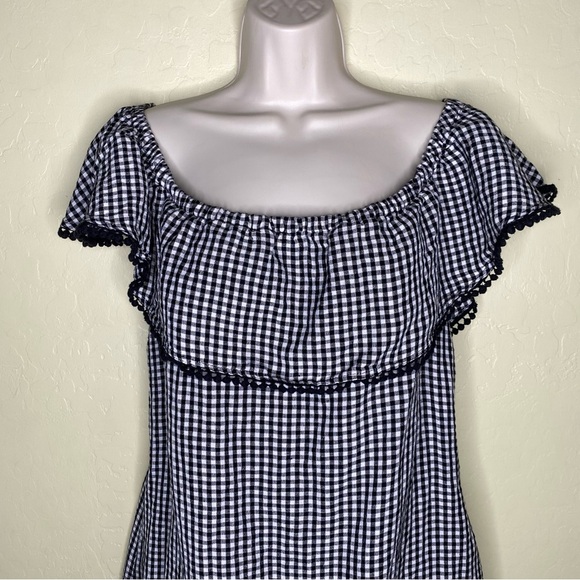 Tommy Bahama St. Lucia Gingham Off the Shoulder Linen Blend Dress Size M Medium - Picture 6 of 16